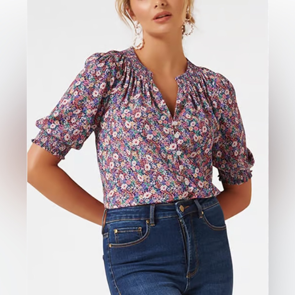 Ever New Zalie Smock Sleeve Blouse
